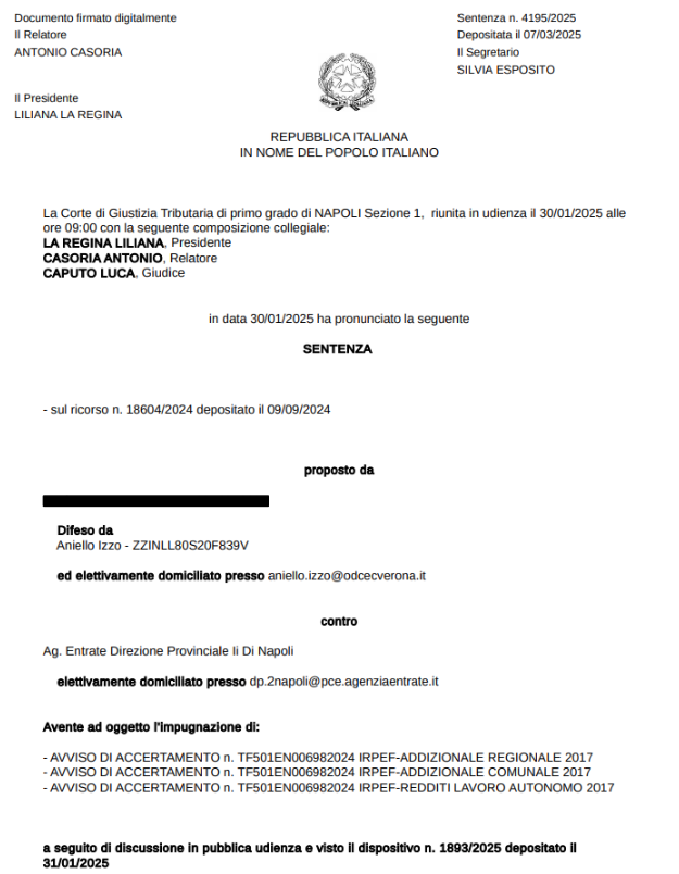 Ricorso I grado CGT Napoli